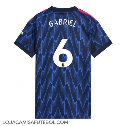 Camisa de Futebol Arsenal Gabriel Magalhaes #6 Equipamento Secundário Mulheres 2025-26 Manga Curta Camisa de Futebol Arsenal Gabriel Magalhaes #6 Equipamento Secundário Mulheres 2025-26 Manga Curta